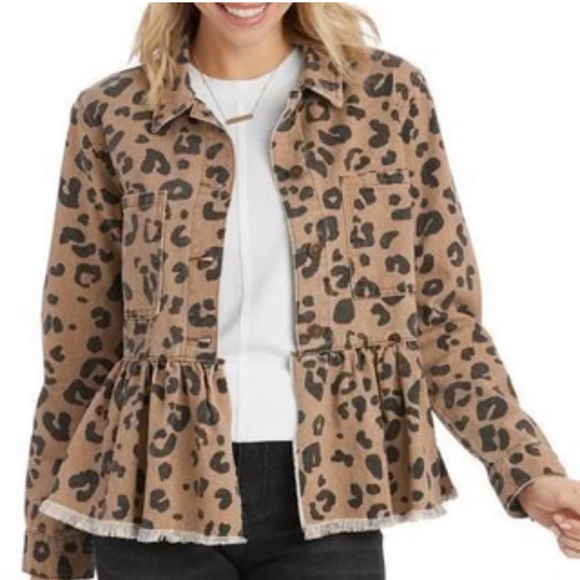 Mud pie Sz Large Leopard Peplum Jacket NWT - Picture 2 of 11